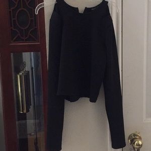 Zara Black cropped long sleeve top